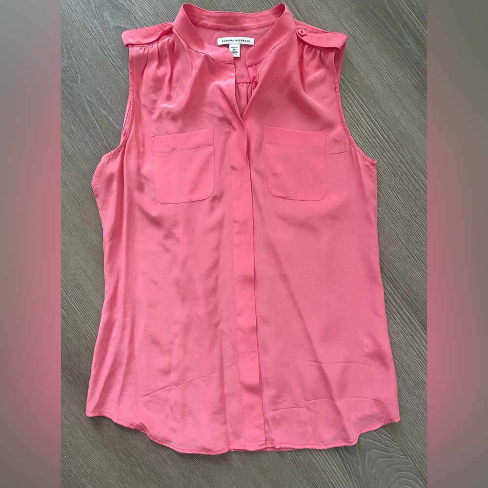 Banana Republic Sleeveless Pink Silk Blouse